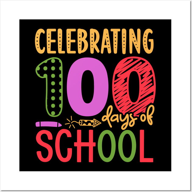 Celebrating 100 days of School Funny Gift Teacher Kids Wall Art by BadDesignCo